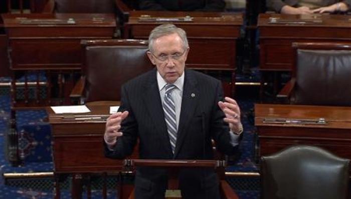 U.S. Senate Majority Leader Harry Reid (D-NV) announces a last-minute deal to avert a historic lapse in the government's borrowing ability, in this still image taken from video from the floor of the Senate at the U.S. Capitol in Washington October 16, 2013.