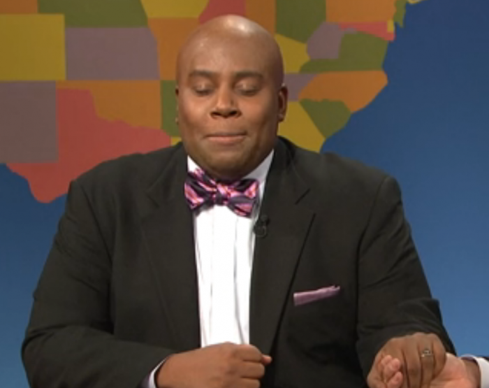 Saturday Night Live cast member Kenan Thompson impersonating Senate Chaplain Barry Black.