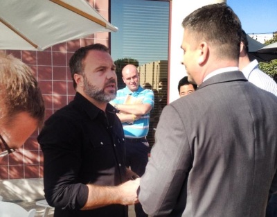 Pastor Mark Driscoll, in the Southern California area to speak at a men's conference, makes a surprise visit to John MacArthur's Strange Fire conference at Grace Community Church and is promptly told he can not pass out copies of his new book while there, Oct. 18, 2013.