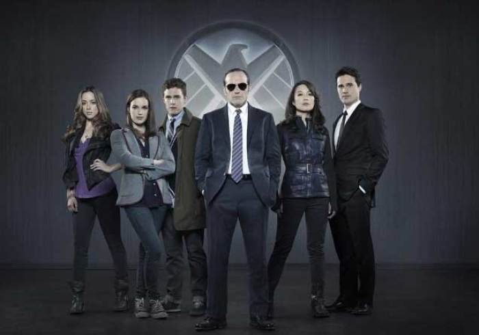 Still of Ming-Na Wen, Clark Gregg, Iain De Caestecker, Brett Dalton, Chloe Bennet and Elizabeth Henstridge in Agents of S.H.I.E.L.D.
