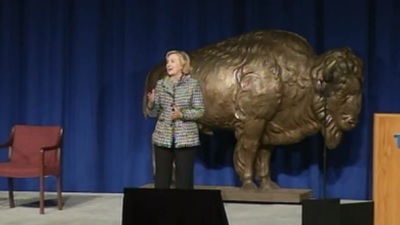 Former Secretary of State Hillary Clinton speaks at the University of Buffalo in upstate New York on Oct. 23, 2013.