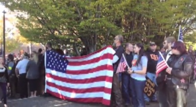 Thousands of supporters show up at the funeral of Army Ranger Cody James Patterson in Corvallis, Oregon on Sunday to prevent Westboro Baptist Church from protesting.