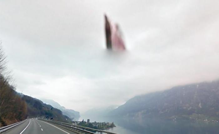 This Google Map streetview image seems to capture a form similar to that of Jesus and Mary.