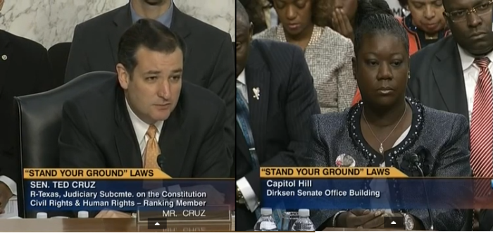 Sen. Ted Cruz (R-Texas) (l) and Sybrina Fulton (r).