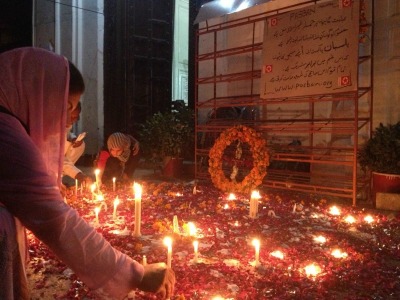 Memorials were made after bombing of All Saints Anglican Church in Peshawar, Pakistan on Sept. 22, 2013.