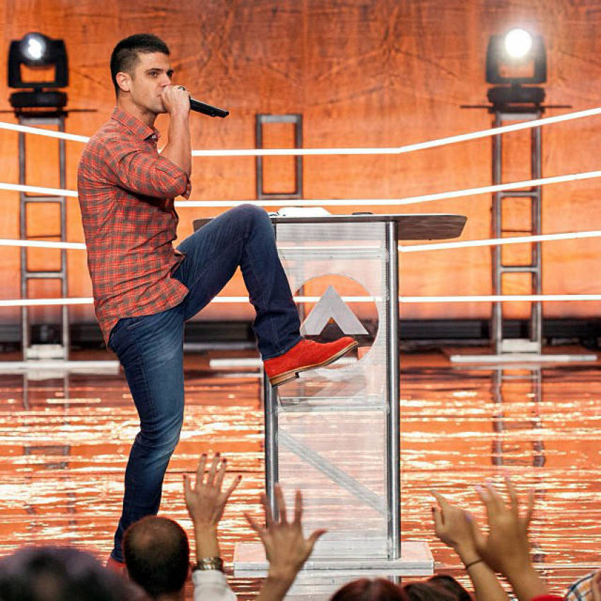 Elevation Church Pastor Steven Furtick preaches at Elevation Church in Charlotte, North Carolina, November 3, 2012.