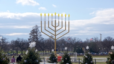 Above, the National Menorah in Washington D.C. Dutch Christian Zionists are building a menorah that they believe is Europe's largest as a declaration of solidarity with the country's Jews.