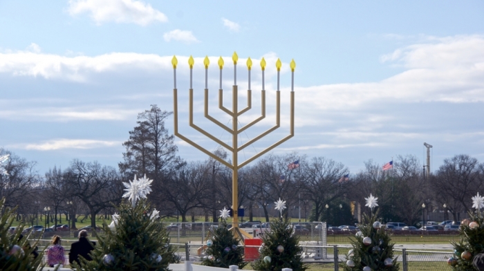 Above, the National Menorah in Washington D.C. Dutch Christian Zionists are building a menorah that they believe is Europe's largest as a declaration of solidarity with the country's Jews.