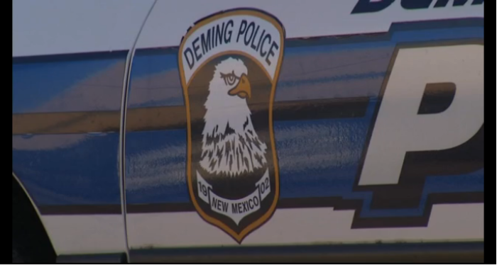 The Deming Police logo on a squad car.