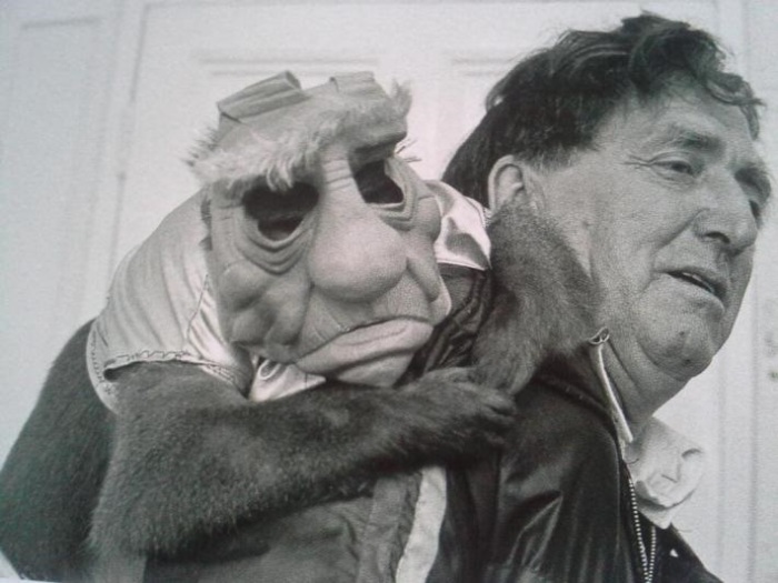 Rare behind-the-scenes images via documentary filmmaker Will McCrabb includes monkey wearing mask they brought in to play Yoda. [FILE]