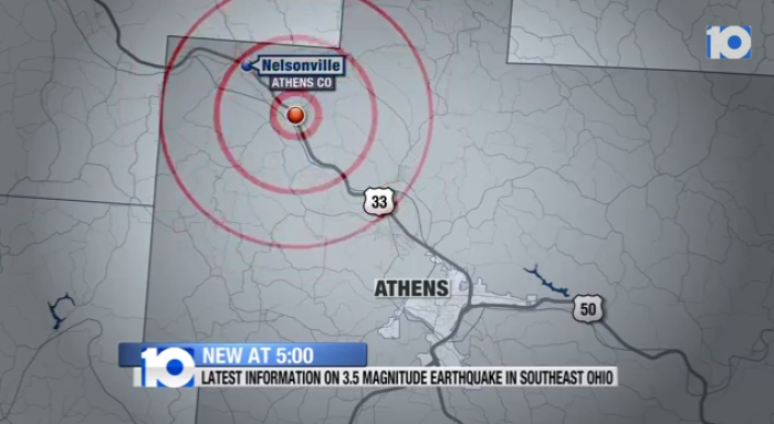 An Ohio Earthquake has measured 3.5 magnitude