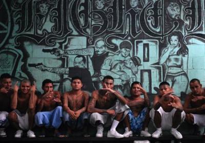 Gang members who are also inmates pose for a photograph at a prison in Quezaltepeque, on the outskirts of San Salvador June 2, 2012.