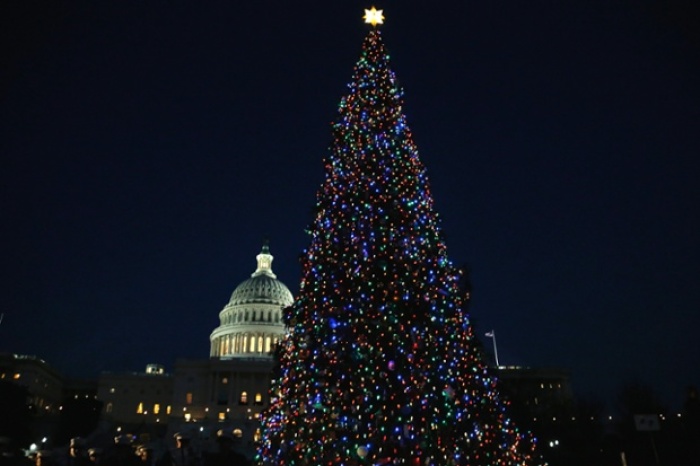 The U.S. Capitol Christmas Tree is lit during a traditional Christmas tree lighting ceremony in Washington D.C.