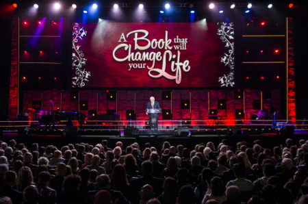 David Jeremiah, pastor of Shadow Mountain Community Church, speaks on stage at "A Night of Celebration in NYC with David Jeremiah & Friends" at Madison Square Garden on Thursday, Dec. 5, 2013.