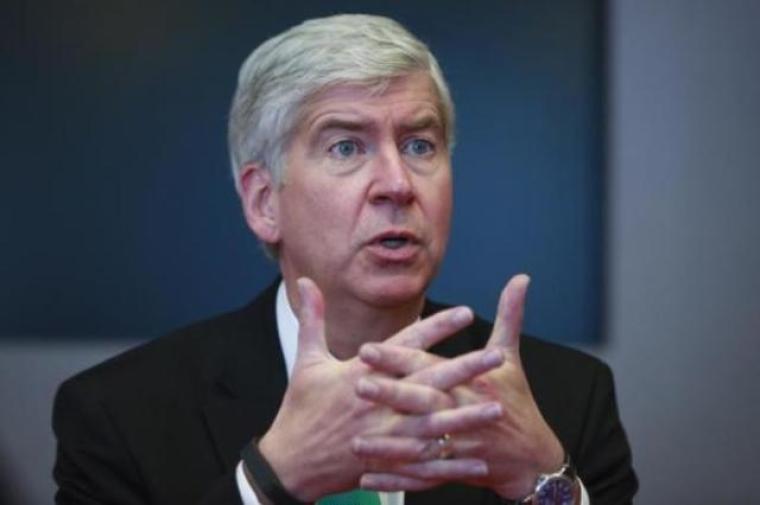 Rick Snyder, the Republican governor of Michigan, speaks during an interview in New York, Nov. 8, 2013.