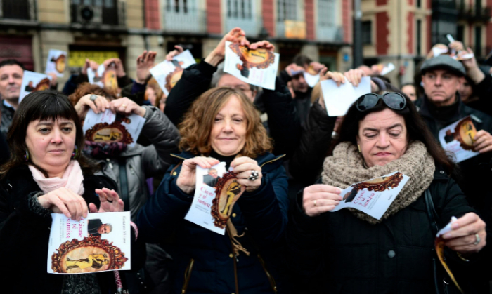 Women protest against the book 'Marry and Be Submissive' during The International Day of Eliminating Violence against women.