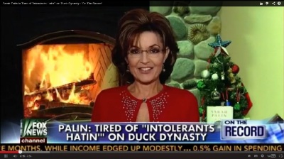 Former Governor of Alaska Sarah Palin discusses 'Duck Dynasty' with Fox News' Greta Van Susteren on Dec. 23, 2013.