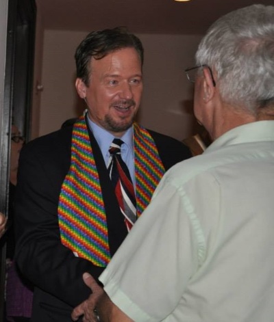 Frank Schaefer, United Methodist Church pastor defrocked for officiating his son's same-sex wedding, at Foundry UMC in Washington, DC on Sunday, December 22, 2013.