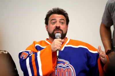 Kevin Smith speaking at VidCon 2012 at the Anaheim Convention Center in Anaheim, California.