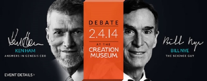 Promotional poster for Ken Ham and Bill Nye debate at The Creation Museum on Feb. 4, 2014.