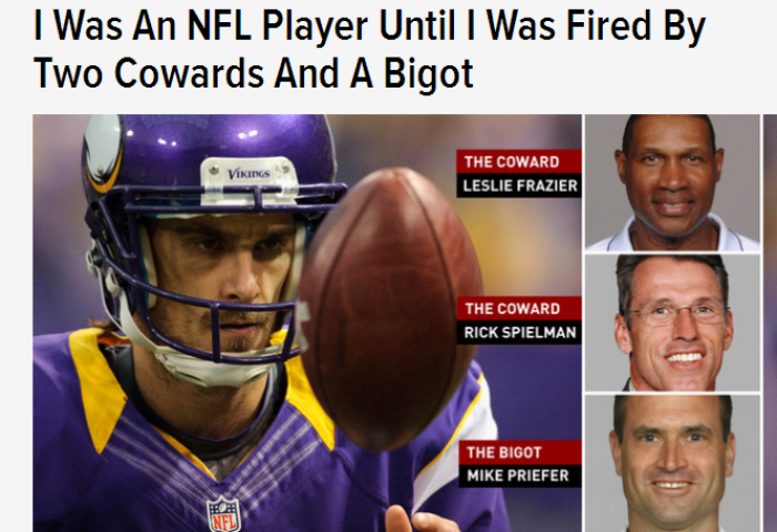 The controversial headline from ex-Viking Chris Kluwe's article published by Deadspin.