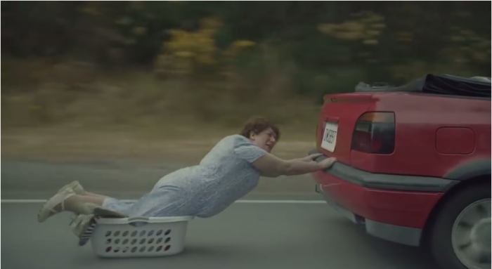 A scene from Old Spice's 'Mom Song' ad.