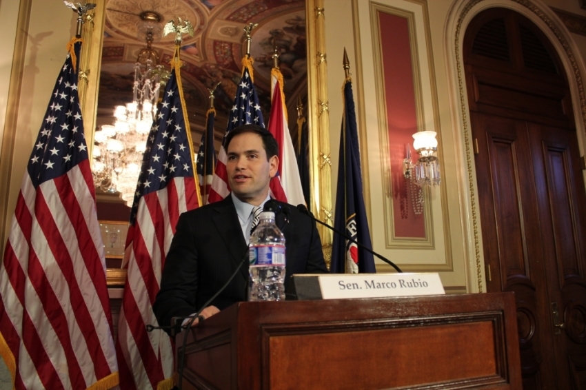U.S. Senator Marco Rubio (R, FL) speaks about poverty alleviation for the 50th anniversary of President Lyndon Johnson's
