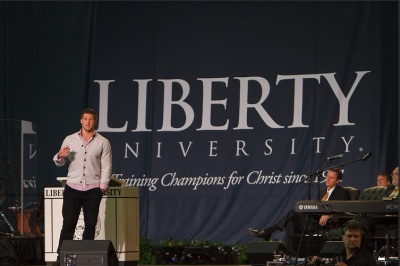 Tim Tebow speaks in at Liberty University's Convocation on March 8, 2013.