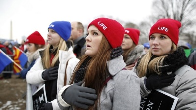Pro-life marchers mark the 40th anniversary of the Roe v. Wade US Supreme Court ruling legalizing abortion.