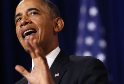 U.S. President Barack Obama speaks about the National Security Agency from the Justice Department in Washington January 17, 2014.