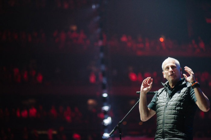 Louie Giglio, founder of the Passion movement and pastor of Passion City Church in Atlanta, speaks on day one of the two-day Passion Conference in Atlanta on Friday, January 17, 2014.