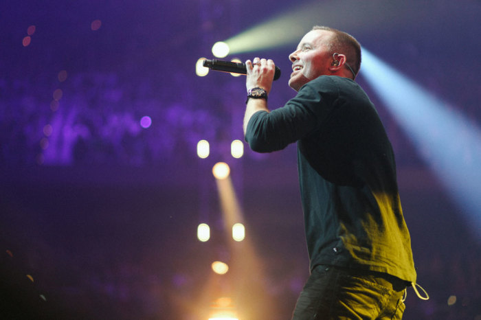 Award-winning musician Chris Tomlin performing on day one of the two-day Passion Conference in Atlanta on Friday, January 17, 2014.