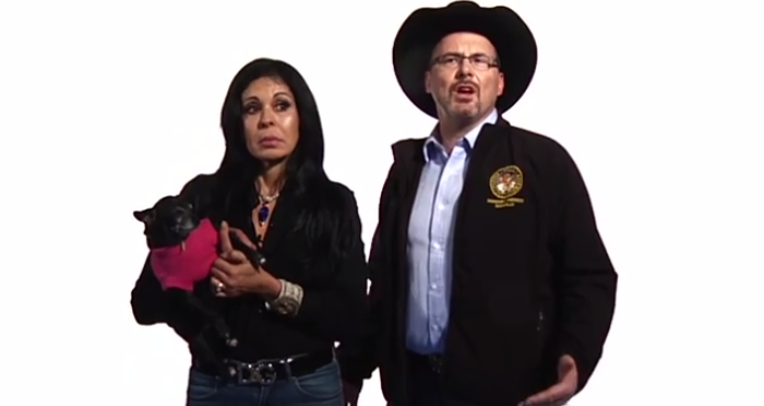 Actress Maria Conchita Alonso appears with California Gubernatorial Candidate Tim Donnelly in this ad published last week and criticized by Latino Americans.
