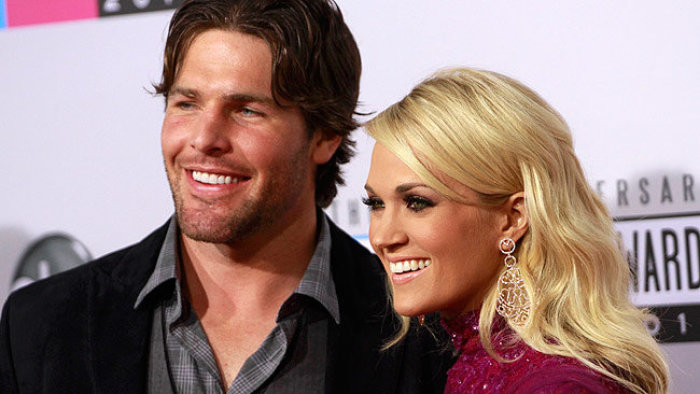 Nashville Predators center Mike Fisher with his wife Carrie Underwood.