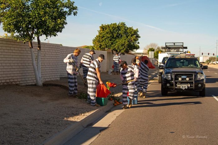 A chain gang at work in Arizona.