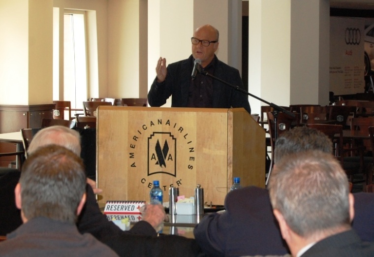 Pastor Greg Laurie, the senior pastor of Harvest Christian Fellowship in Riverside, Calif., speaks to pastors in Dallas on Jan. 28, 2014, to announce the city as the host location for Harvest America on Oct. 5 at the American Airlines Center in Dallas, Texas.