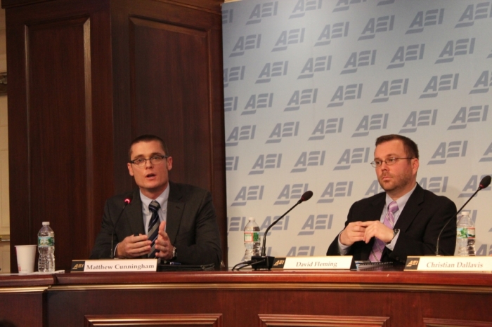 Matthew Cunningham, a doctoral student in Education Leadership for Social Justice at Loyola Marymount University, argued that Catholic private school teachers do not even question the fact that they get smaller paychecks. He spoke on a panel at the American Enterprise Institute on Thursday, January 30, 2014.