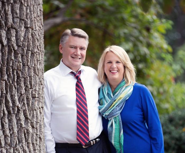 Pastor Mark Harris (l) and his wife Beth of First Baptist Church of Charlotte, N.C.