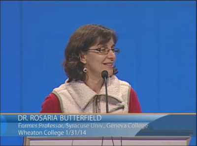 Dr. Rosaria Butterfield, a former professor at Syracuse University and Geneva College, speaks about her conversion to Christianity on Jan. 31, 2014.