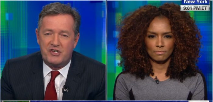 CNN host Piers Morgan (l) and trans woman and writer Janet Mock (r).