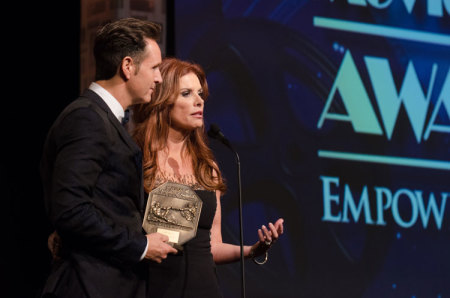 Roma Downey, actress and co-producer of "The Bible" series, speaks at the 22nd Annual Movieguide Awards, Feb. 7, 2014.