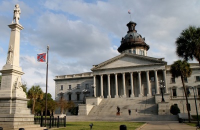 Confederate Flag flags on the capitol grounds in Columbia, S.C.