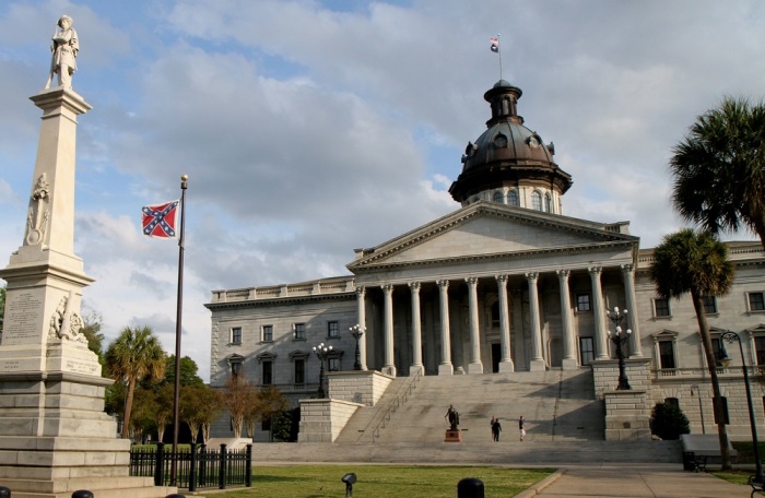 Confederate Flag flags on the capitol grounds in Columbia, S.C.