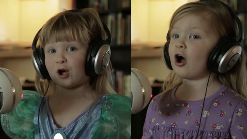 Screengrab of Maddie and Zoe singing 