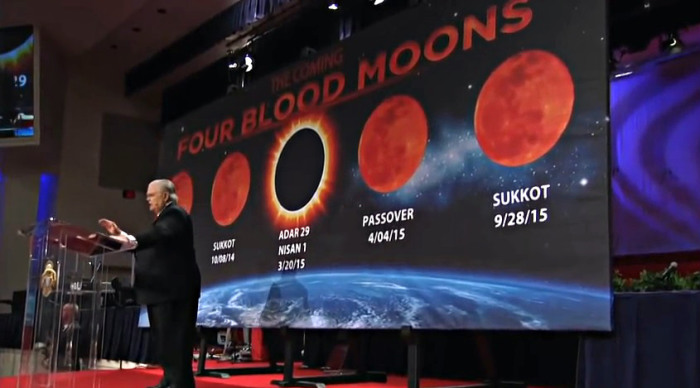 John Hagee, founding pastor of Cornerstone Church in San Antonio, Texas, preaches a sermon tied to his new book <em>Four Blood Moons: Something Is About to Change</em> in a video trailer produced by Worthy Publishing.