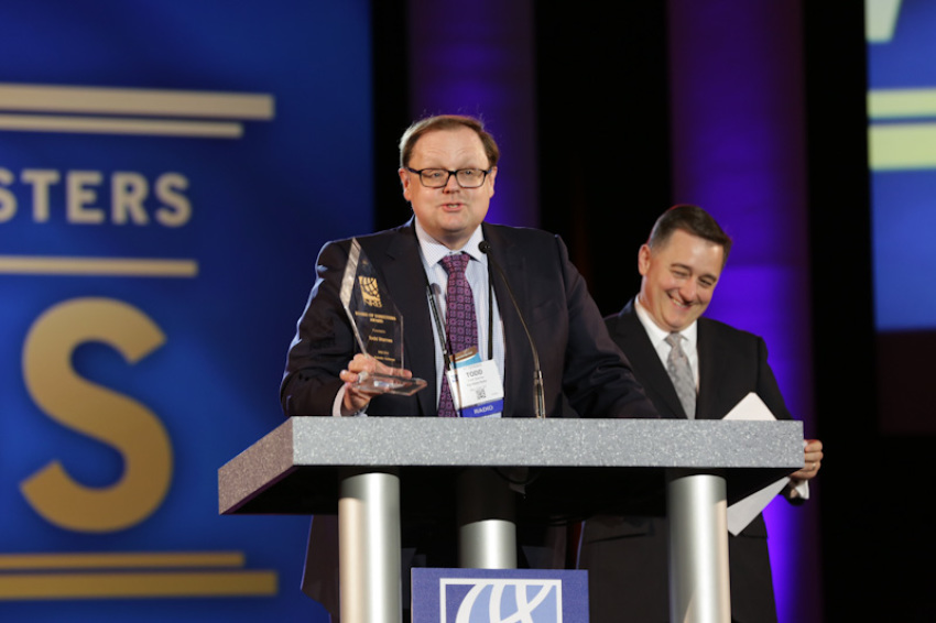 Todd Starnes receiving the Board of Directors Award at NRB 2014 in Nashville on Feb. 25, 2014.