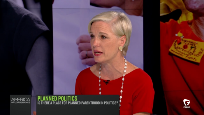 Screengrab of Planned Parenthood Action Fund President Cecile Richards on Fusion's 'America with Jorge Ramos.'