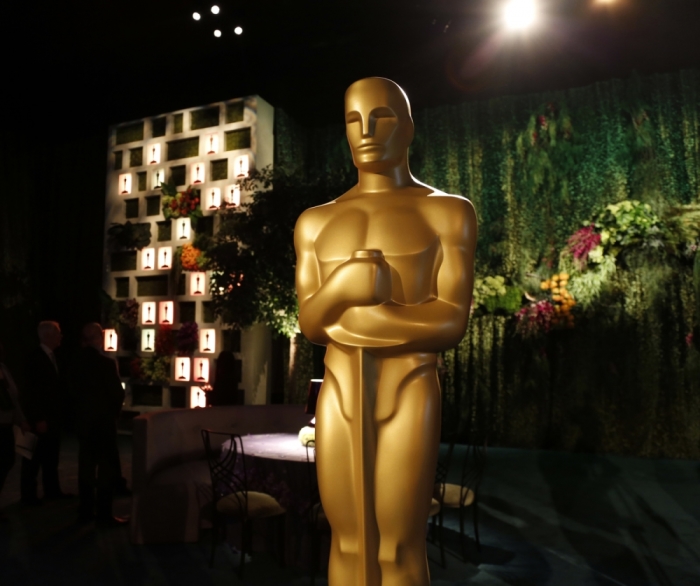 A large Oscar statue is seen in the Dolby Ballroom in Hollywood, California.