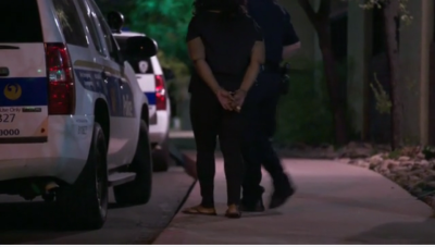 A prostituted being picked up by police in Phoenix, Ariz.