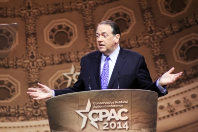 Former Arkansas Governor Mike Huckabee (R) speaking at the Conservative Political Action Conference held in National Harbor, Md., March 7, 2014.